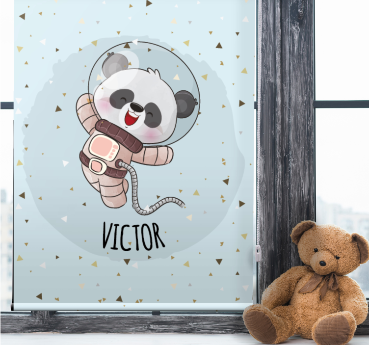 Rollo Fenster Kinderzimmer panda-astronaut mit namen - TenStickers