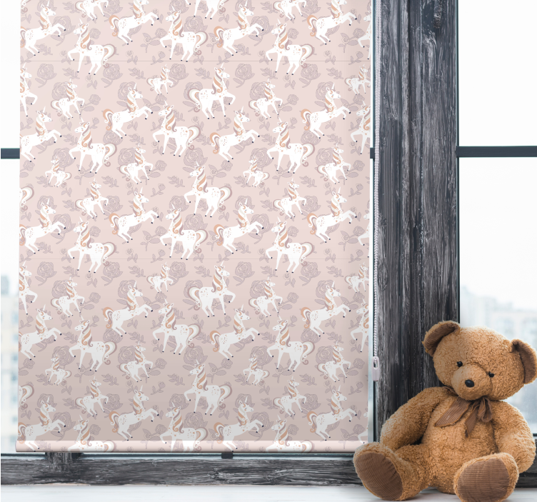 Rollo Fenster Kinderzimmer beige einhorn fantasie - TenStickers