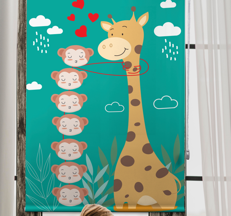Rollo Fenster mit Tieren giraffe affe liebe - TenStickers