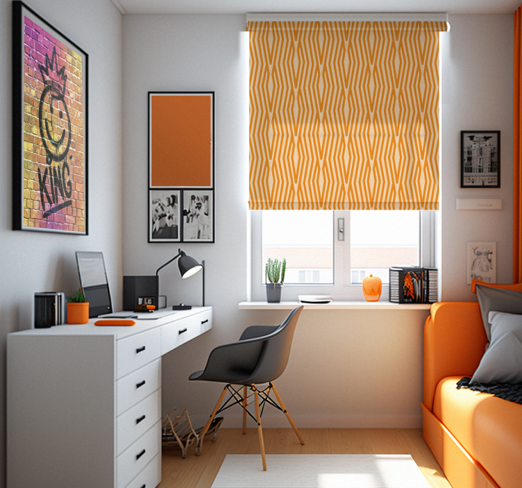 fenster rollo orange abstraktes muster - TenStickers