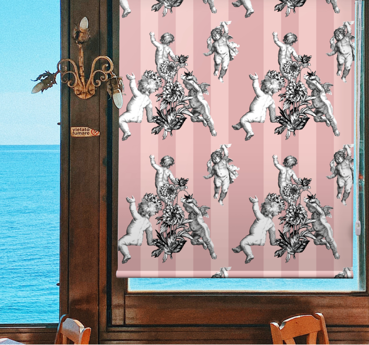 Rollo Fenster klassisch engelchen mit blumen - TenStickers