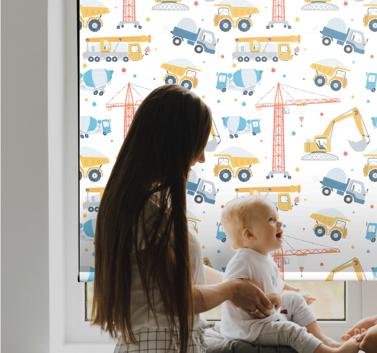 Rollo Fenster Kinderzimmer baufahrzeuge spaß - TenStickers