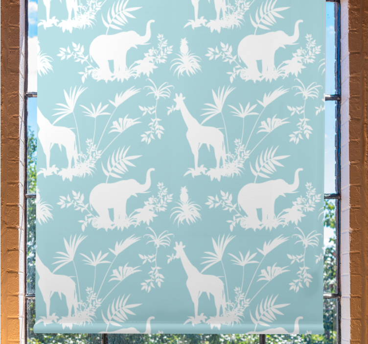 Rollo Fenster Tiere elefanten und giraffen - TenStickers