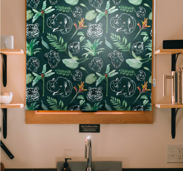 Rollo Fenster Tiere tier skizze blumen - TenStickers