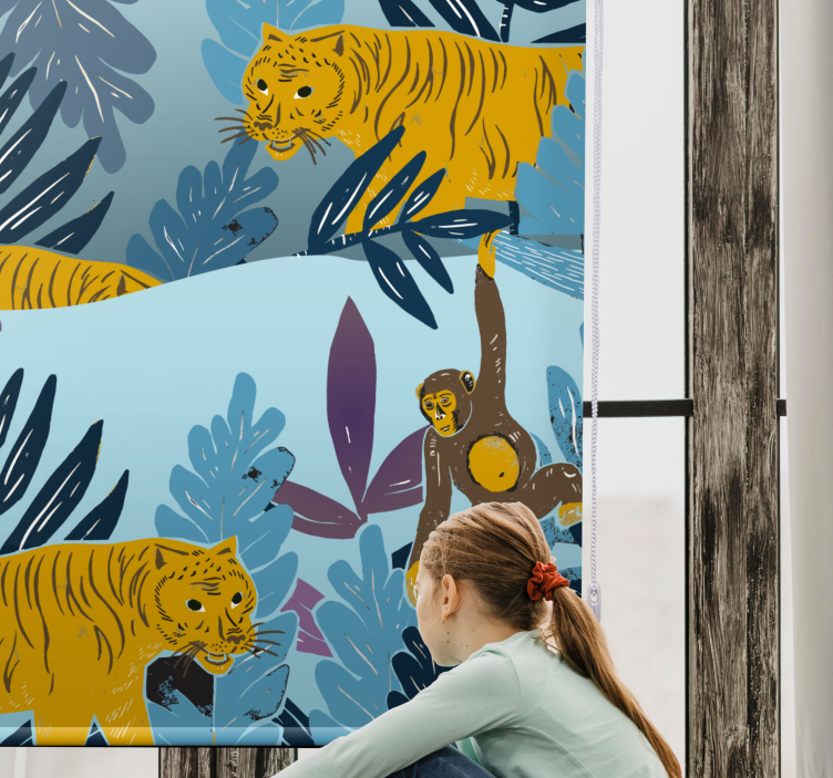 Rollo Fenster Kinderzimmer tiger und affen - TenStickers