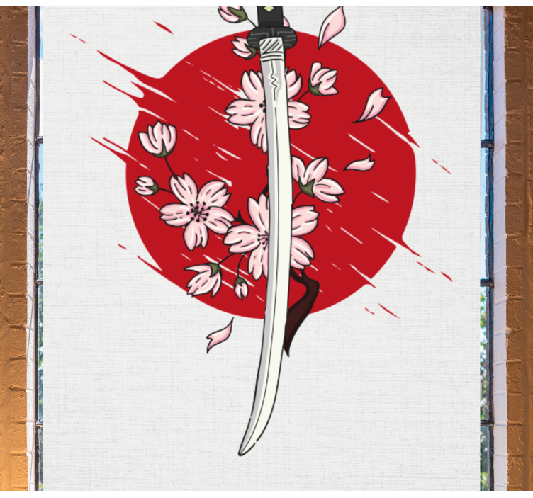 Rollo Fenster Zeichnungen samurai-schwertblüten - TenStickers