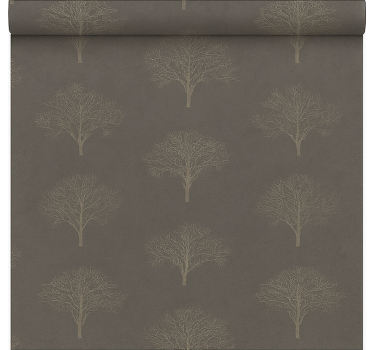 Rollo Fenster Esszimmer beige schwarz wald bäume - TenStickers