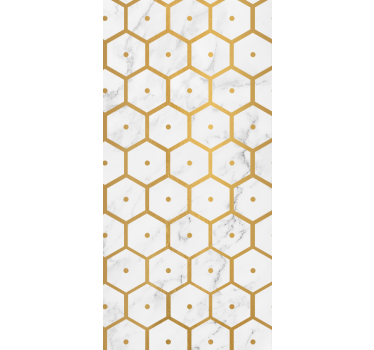Rollo fenster esszimmer hexagonales goldmarmor-muster - TenStickers