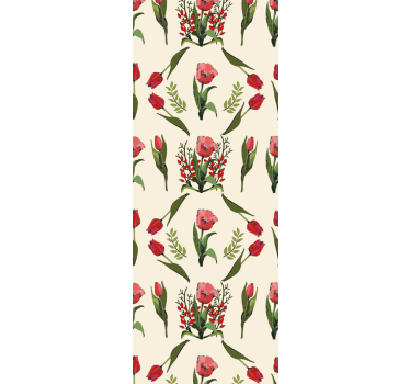 Rollo fenster esszimmer frühling mit roten tulpen - TenStickers