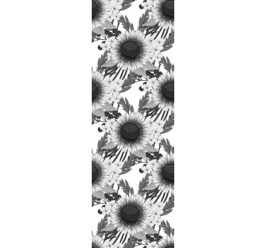 Rollo fenster esszimmer schwarzweiße sonnenblumen - TenStickers