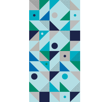 Rollo fenster esszimmer blaues patchwork - TenStickers
