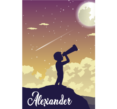 Rollo Fenster mit Namen sternengucker silhouette - TenStickers