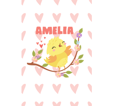 Rollo Fenster mit Namen süßes vogeldesign - TenStickers