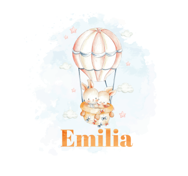 Pastell-Hasen und Ballon Rollo Kinderzimmer - TenStickers