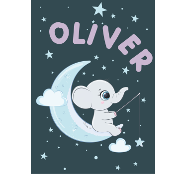 Rollo Fenster Baby elefantenmond mit namen - TenStickers