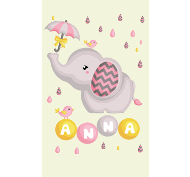 Rollo fenster kinderzimmer mit elefant namen und regenschirm - TenStickers