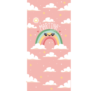 Rollo Fenster Kinderzimmer rosa regenbogen-design mit namen - TenStickers