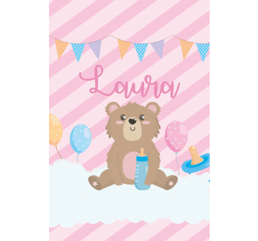 Rollo Fenster mit Namen teddybär-feier - TenStickers