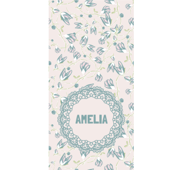 Rollo Fenster Jugenzimmer name mit zartem blumenmotiv - TenStickers