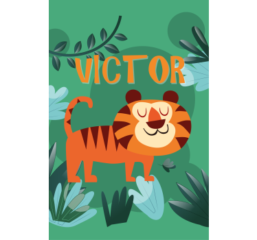 Rollo Fenster Kinderzimmer glücklicher tiger mit namen - TenStickers