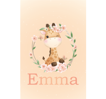 Babygiraffe „Name“ Rollo Kinderzimmer - TenStickers