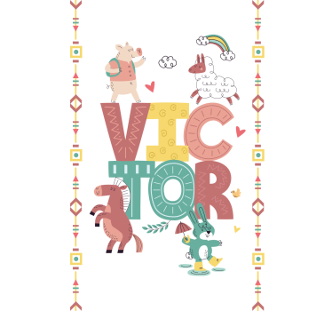 Rollo Fenster Kinderzimmer boho tiere mit namen - TenStickers