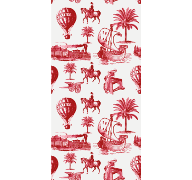 Rollo Fenster Vintagedesign rote rote palmenszenen - TenStickers