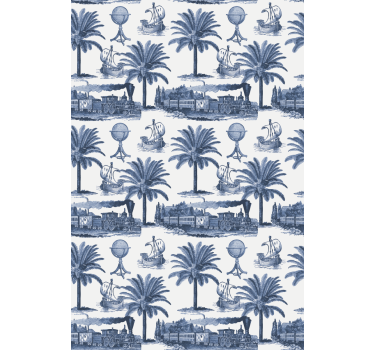Rollo Fenster Vintagedesign blaue palmenszene - TenStickers