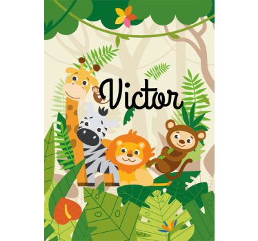 "Namens“ Dschungeltiere Rollo Kinderzimmer - TenStickers