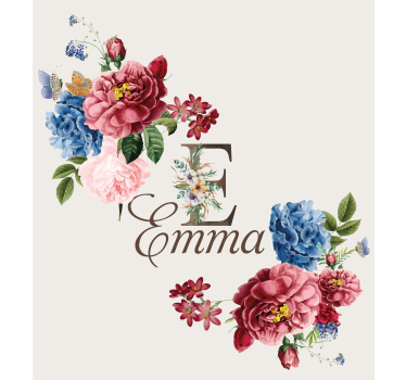 Rollo Fenster mit Namen florales Design - TenStickers