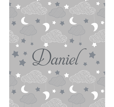 Rollo Fenster mit Namen Wolken Mond und Sterne - TenStickers