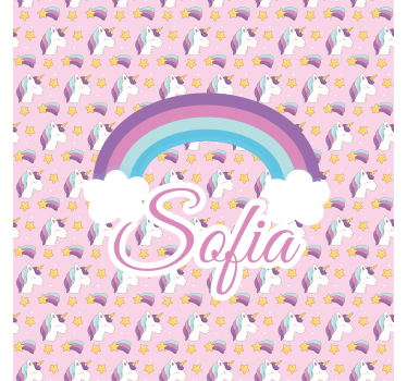 Rollo Fenster mit Namen Einhorn-Muster - TenStickers