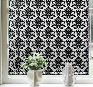 Rollo Fenster klassisch schwarz-weißes blumenmuster - TenStickers