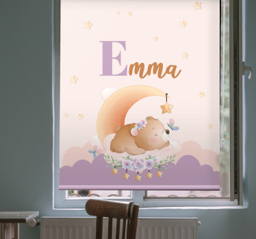 Rollo Fenster Kinderzimmer schlafender bär mit namen - TenStickers
