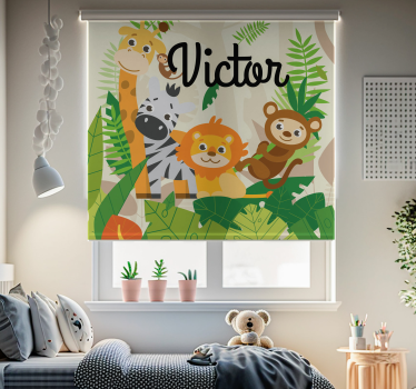 "Namens“ Dschungeltiere Rollo Kinderzimmer - TenStickers