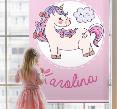 Rosa Namens-Einhorn Rollo Kinderzimmer - TenStickers