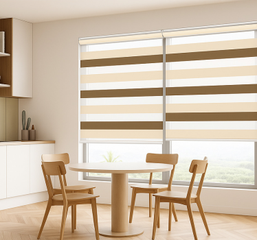 Rollo Fenster Esszimmer braun-beige Streifenmuster - TenStickers