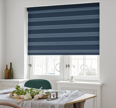 Rollo Fenster Esszimmer marineblaue Streifen - TenStickers