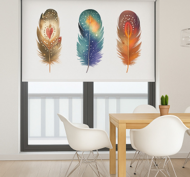 Rollo Fenster Esszimmer bunte tribal-inspirierte Federn - TenStickers