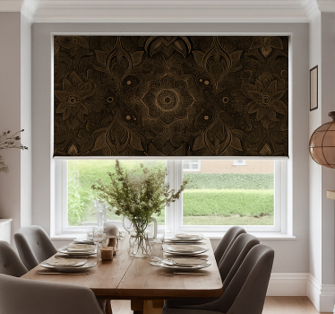 Rollo Fenster Esszimmer schwarzes und goldenes Mandala - TenStickers
