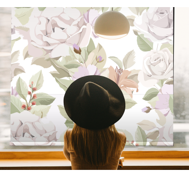 Fenster Rollo Elegant beiges blumenmotiv - TenStickers