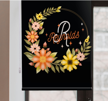 Rollo fenster blumen und pflanzen elegant initial und name - TenStickers
