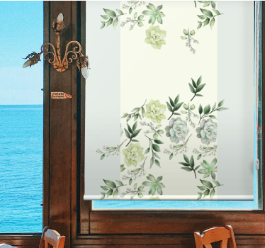 Fenster Rollo Elegant florales grünmuster - TenStickers