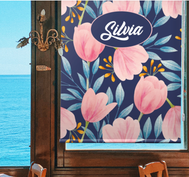Rollo Fenster Blumen und Pflanzen rosa blumenmuster - TenStickers