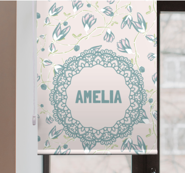 Rollo Fenster Jugenzimmer name mit zartem blumenmotiv - TenStickers