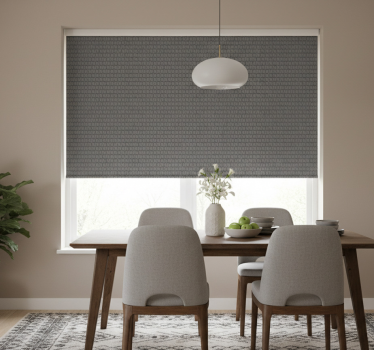 Rollo fenster esszimmer 3d graue würfel - TenStickers