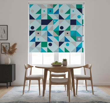 Rollo fenster esszimmer blaues patchwork - TenStickers