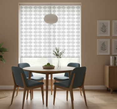 Rollo fenster esszimmer elegante blattkomposition - TenStickers