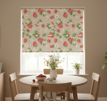 Rollo fenster esszimmer erdbeeren und blumen - TenStickers