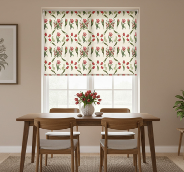 Rollo fenster esszimmer frühling mit roten tulpen - TenStickers